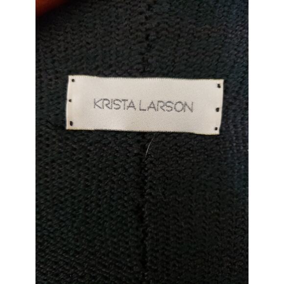 Krista Larson Black & White Hand Dyes Open Cardigan Loose Knit. OS. Asymmetrical - Picture 16 of 16